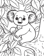 Adorable Black and White Koala Coloring Pages