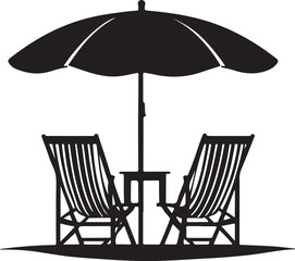 black and wight beach chair logo type silhouette design