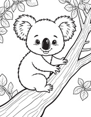 Adorable Black and White Koala Coloring Pages