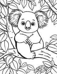 Adorable Black and White Koala Coloring Pages