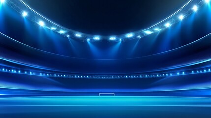 Bright stadium spotlights creating a stage light effect on a blue background Abstract vector for sports events or shows