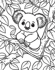 Adorable Black and White Koala Coloring Pages