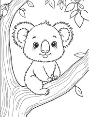Adorable Black and White Koala Coloring Pages