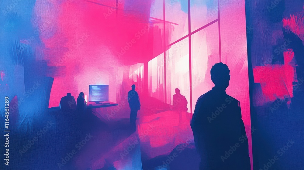 Poster teams in a remote work setting with artistic flair