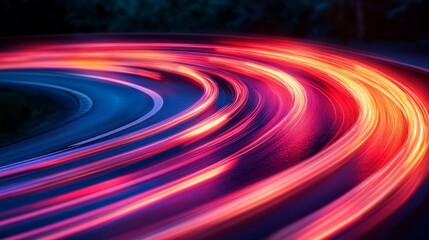 Abstract Background Wavy Lines of Light Trails Form Dynamic Pattern of Speed and Motion Blurr