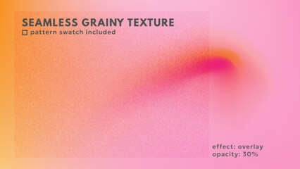 Obraz premium Seamless grainy texture for modern, trendy, retro designs. Overlay effect for creative grainy backgrounds, gradients, covers, banners. Pattern swatch included.