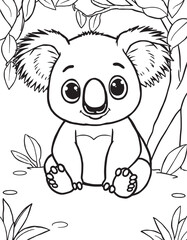 Fototapeta premium Adorable Black and White Koala Coloring Pages