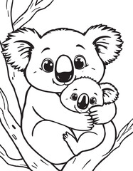 Obraz premium Adorable Black and White Koala Coloring Pages