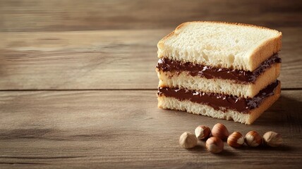 Pan de sandwich con crema de avellanas y chocolate