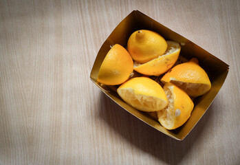 Leftover lemon peel after squeezing