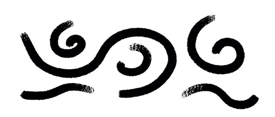 Dynamic composition of rounded black fur stripes on a white background.