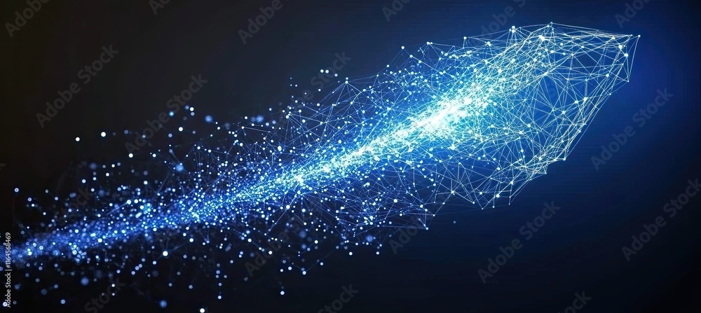 Poster a digital backdrop displaying a 3d rendering of the network connection structure formed by points an