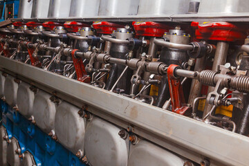 Marine engine installed in the engine room of the vessel.