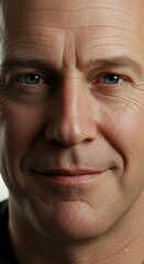 Close up of Man face, Smile Smiling Happy Happiness Expression, Zoom In, Zoomed Portrait