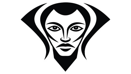 Abstract Face with One Continuous Stroke