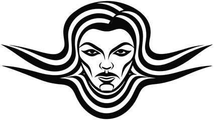 Abstract Face with One Continuous Stroke