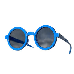 Fototapeta premium Bright Blue Round Sunglasses Summer Fashion Accessory Eye Protection