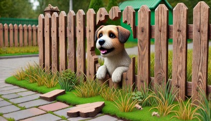 puppy on fence generative Al