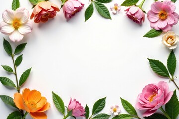 Floral arrangement in a rectangular frame with soft colors and delicate lines, showcasing herbal elements, abstract, pattern