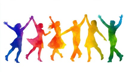 Vibrant Dance Poses with Dynamic Colors
