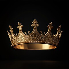Ornate gold crown on black background.