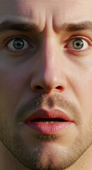 Fototapeta premium Close up of Man face, Surprised Surprise, Shock Shocked Expression, Zoom In, Zoomed Portrait