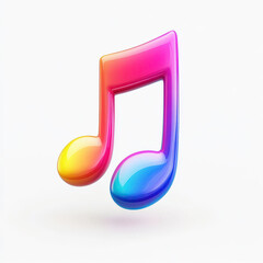 Colorful and Shiny Music Note Icon in Gradient Colors for Creative Projects and Artwork Representing Rhythm and Sound in Modern Design