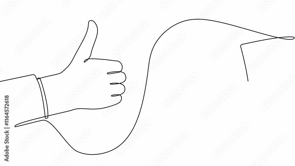 Poster video. thumb up and down in one continuous line. a symbol of good and evil. positive and negative ge