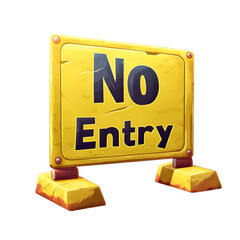 Yellow No Entry Sign  Cartoon Style Game Asset  Warning  Restricted Area  Forbidden  Acces