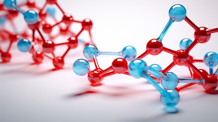 Somatotropin: Human Growth Hormone Molecule Models. 3D Rendering of Natural Peptide Hormone with Molecular Structure on White Background. Doping Agent Illustration