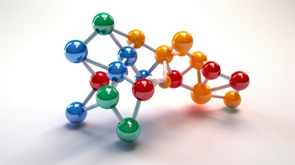 Somatotropin Molecule in 3D. Peptide Hormone with Molecular Structure on White Background for Doping and Health concept. Illustration of Protein, Growth, and Chemistry