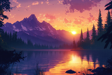 sunset in the mountains