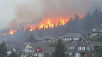Wildfire burning near residential houses threatening neighborhoods