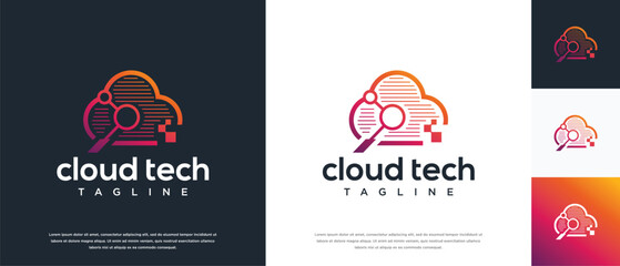 Cloud network technology logo design. Cloud digital technology logo design vector icon.