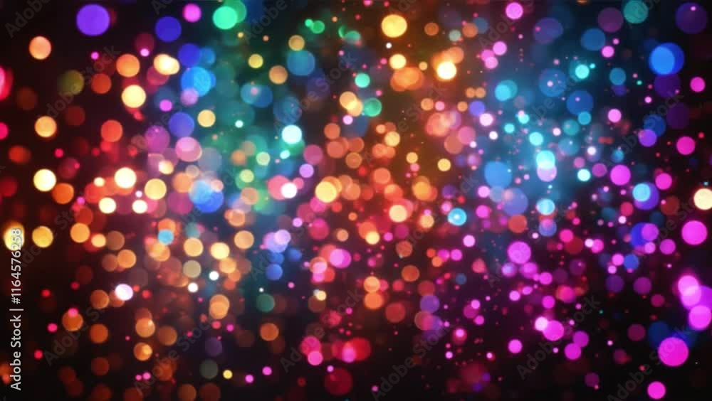 Fototapete multicolored bokeh lights creating a vibrant, dreamy effect on a dark backdrop