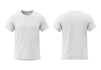 White t shirt front and back view, isolated on white background. Ready for your mock up design template.