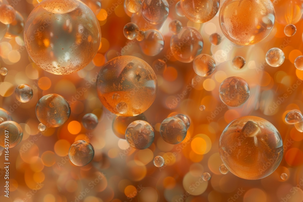 Poster intricate golden organic shapes in warm light with depth and textured patterns in space
