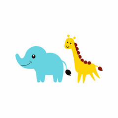 cartoon giraffe and elephant 