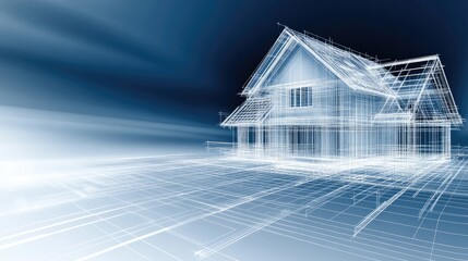 Blueprints and drawings illustrate home construction. The left side features designs while the right side remains blank for advertisements