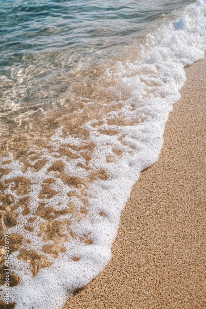 Poster the ocean waves are crashing onto the shore, creating a beautiful and calming scene