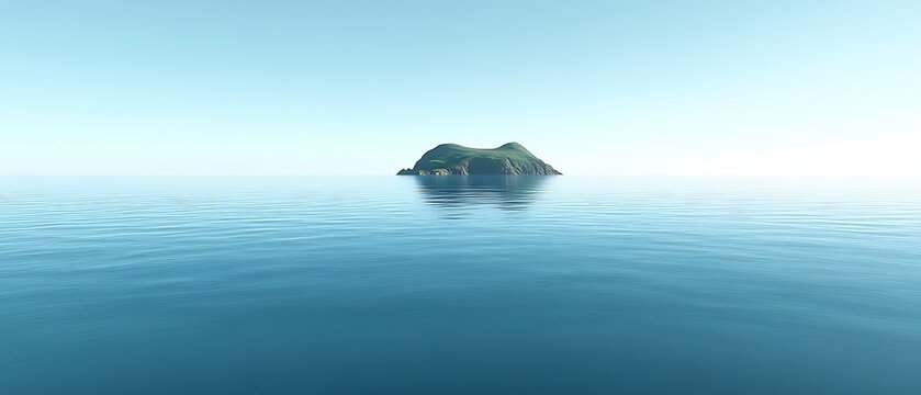 Lone island in calm ocean.