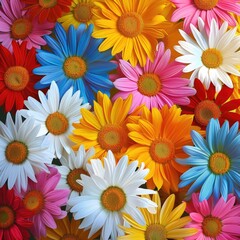 Vibrant Daisy Bloom: A Collection of Bright and Beautiful Flowers in a Colorful Spring Garden