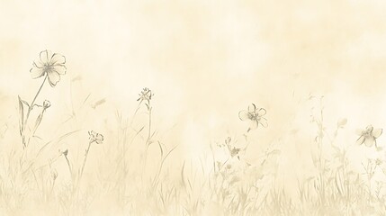 Delicate Floral Sketch on a Beige Background