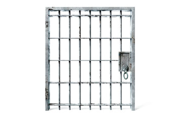 Prison bars isolated Steel metal or iron jail cell cage security lock grid, law and justice on a transparent background