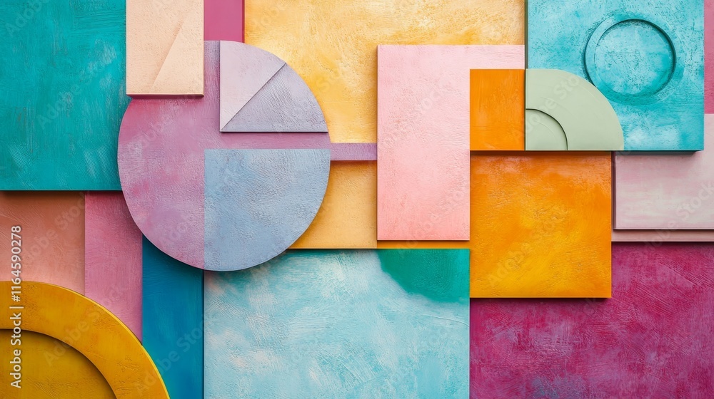 Poster vibrant geometric forms on soft background a minimalist exploration of abstract shapes