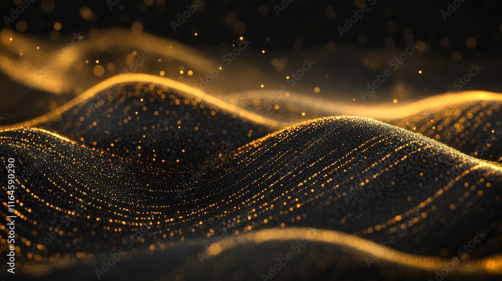 Aufkleber elegant gold bokeh lights background with sparkling particles and glowing effects on dark canvas