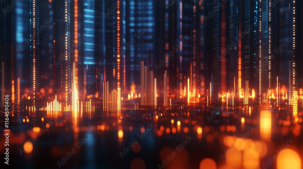 Aufkleber abstract 3d background featuring glowing data curves and bar graphs for business analytics concept
