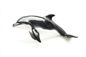 Fototapeta premium A beautifully crafted porcelain dolphin figurine, perfect for home decor or as a collectible piece, set against a white background.