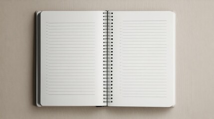 A spiral bound notebook is open to a page with a list of items. The notebook is on a table
