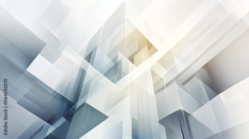 Aufkleber futuristic abstract background with floating geometric shapes and blurred light effects for design